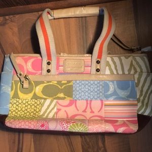 Coach multi colored hand bag